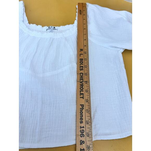NWOT Puff Sleeve Off Shoulder Babydoll Blouse Top White Women's Size Small - Picture 5 of 6